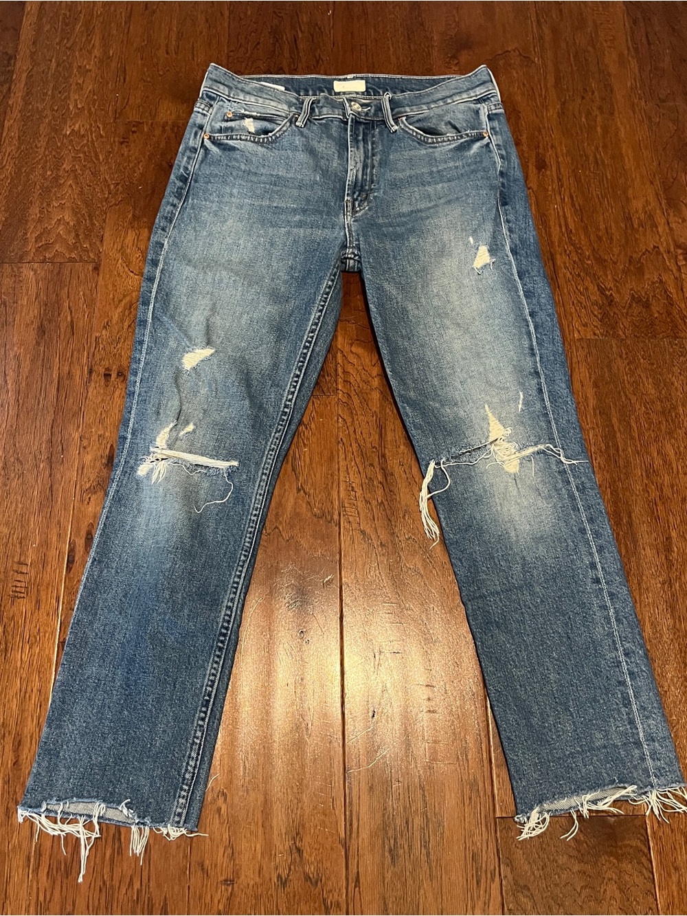MOTHER Women’s Distressed Straight Jeans